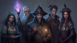 a group of wizards wielding arcane magic