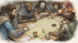 a group of players for a fantasy role playing game having a argument about rules